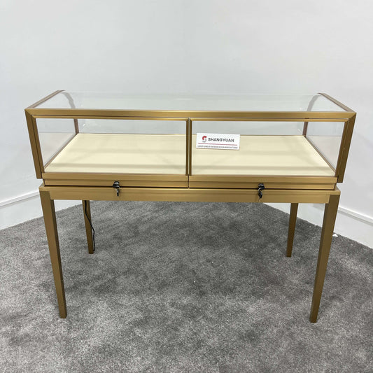 Sophisticated Gold Jewelry Display Counter