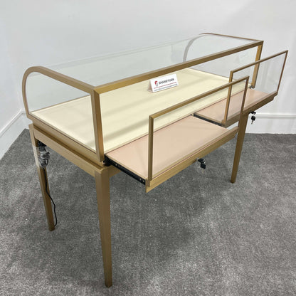 Sophisticated Gold Jewelry Display Counter