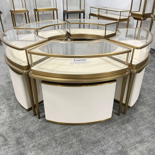 Luxury Curved Jewelry Island Showcase