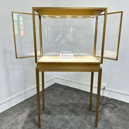 Luxury Wide Gold Jewelry Pedestal Showcase