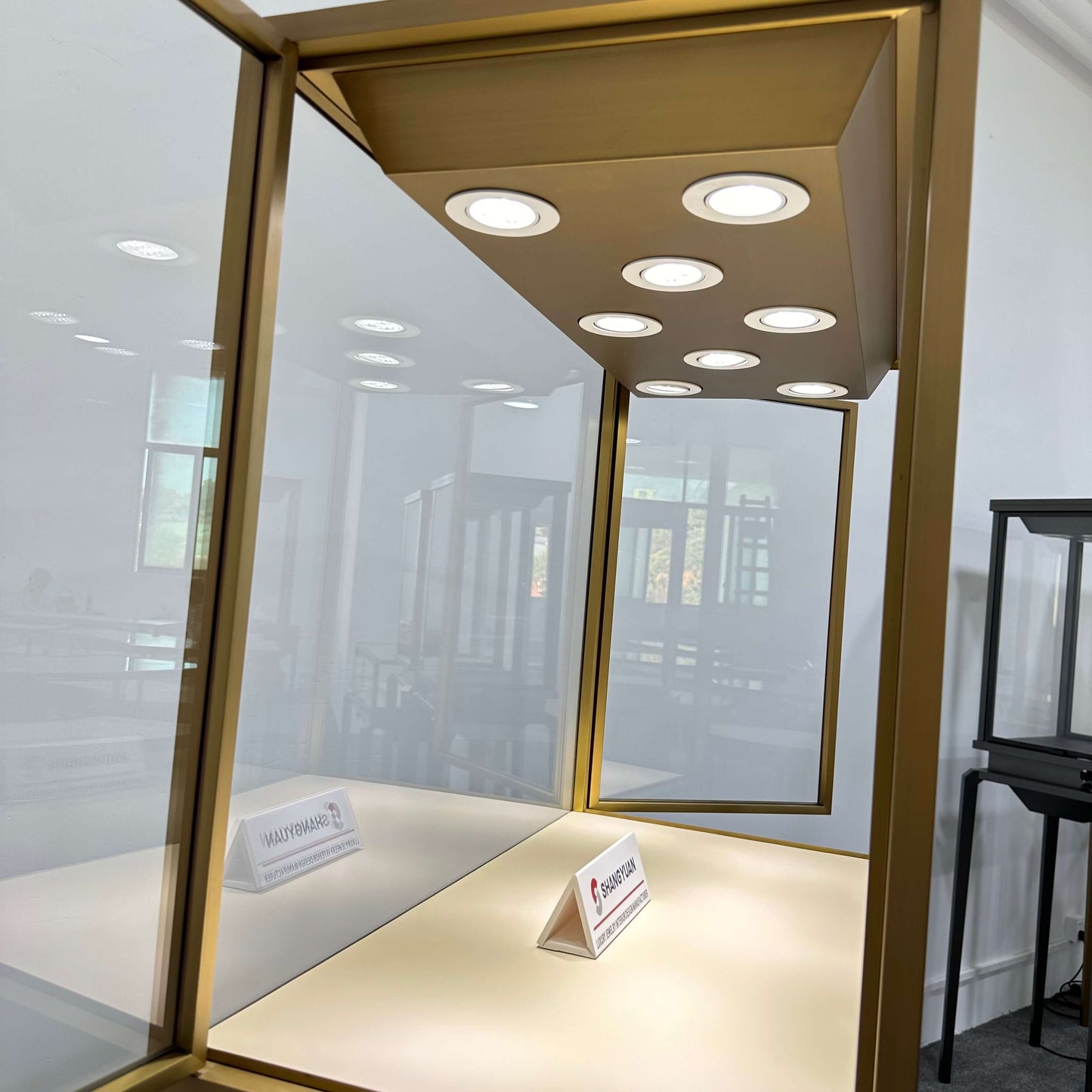 Luxury Wide Gold Jewelry Pedestal Showcase