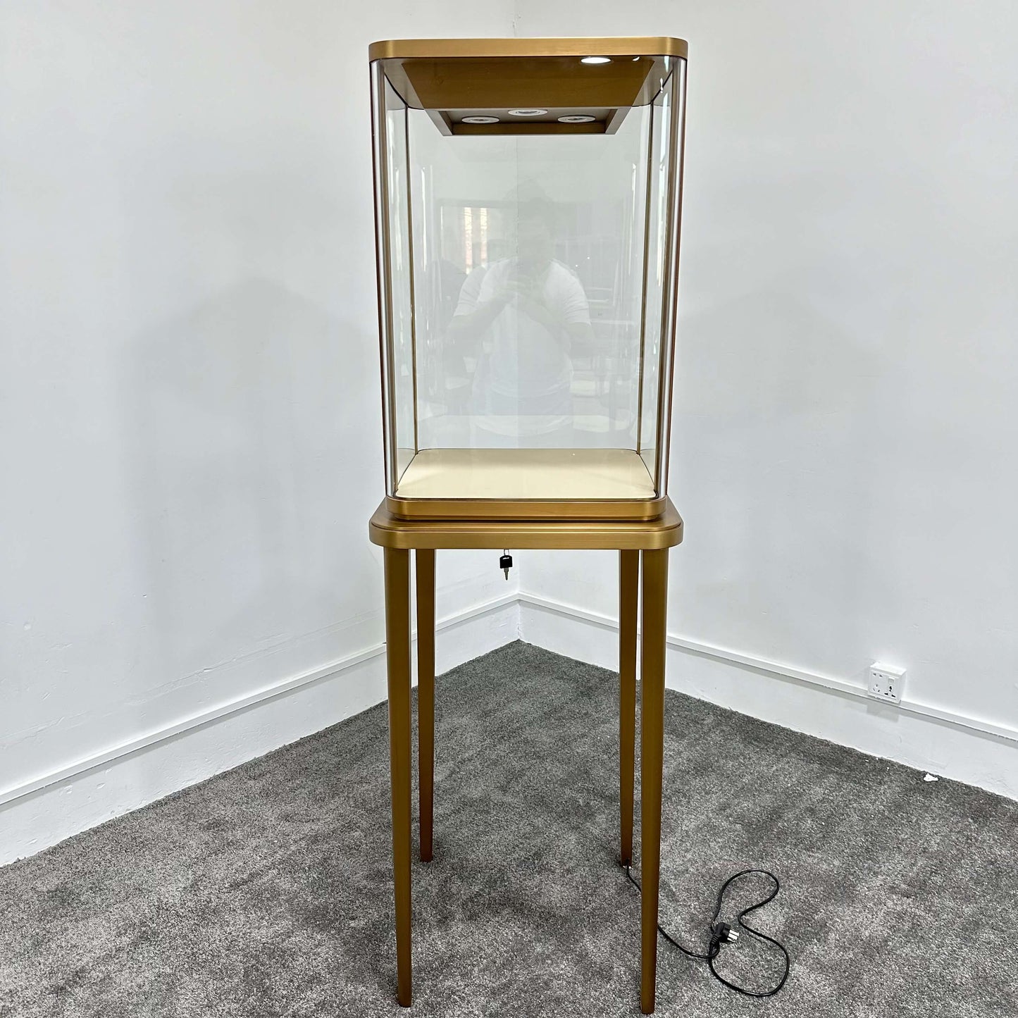 Tall Gold Jewelry Pedestal Showcase