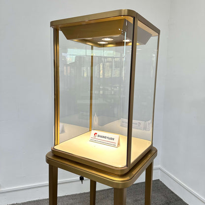 Tall Gold Jewelry Pedestal Showcase