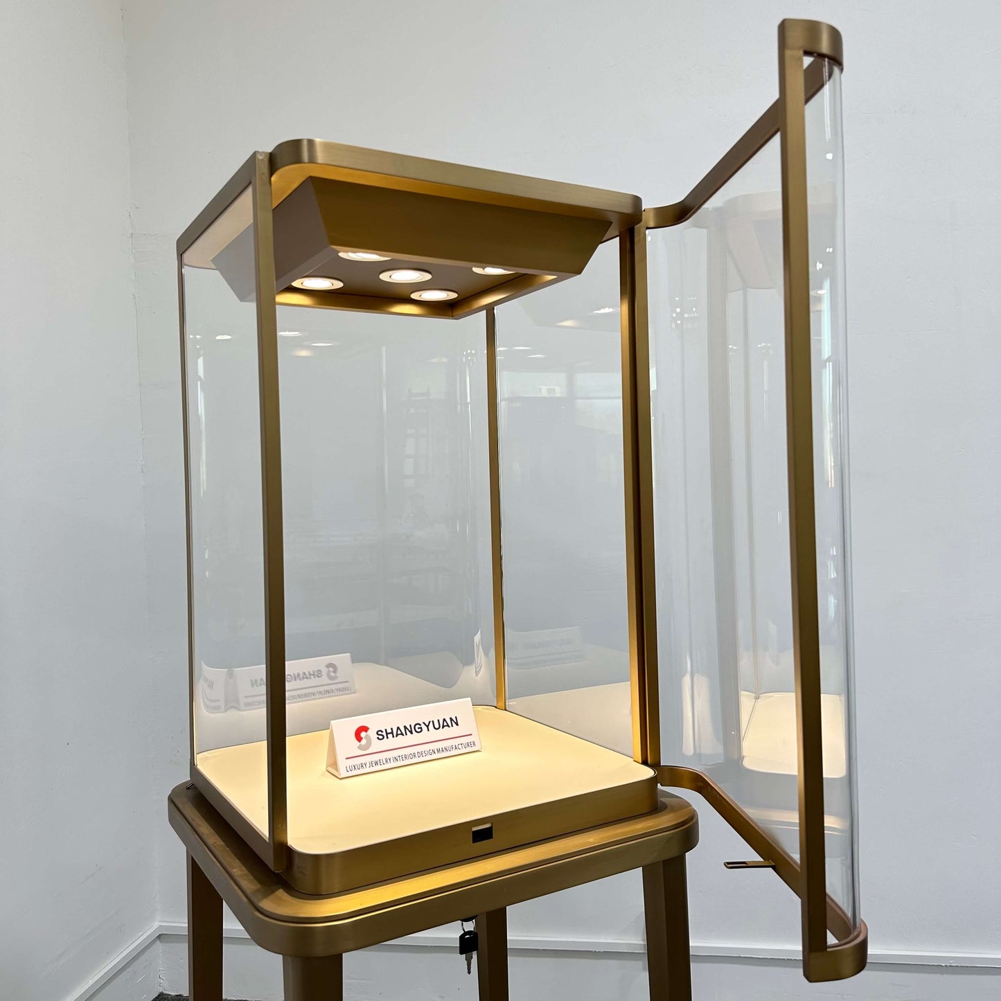 Tall Gold Jewelry Pedestal Showcase