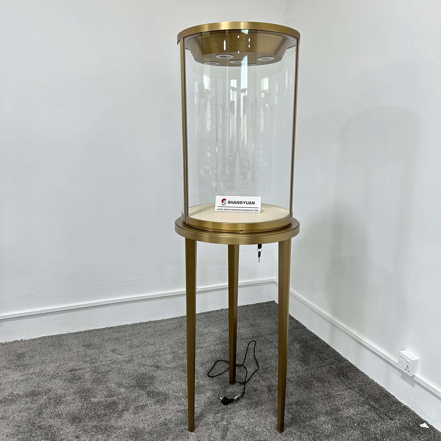 Cylindrical Gold Jewelry Pedestal