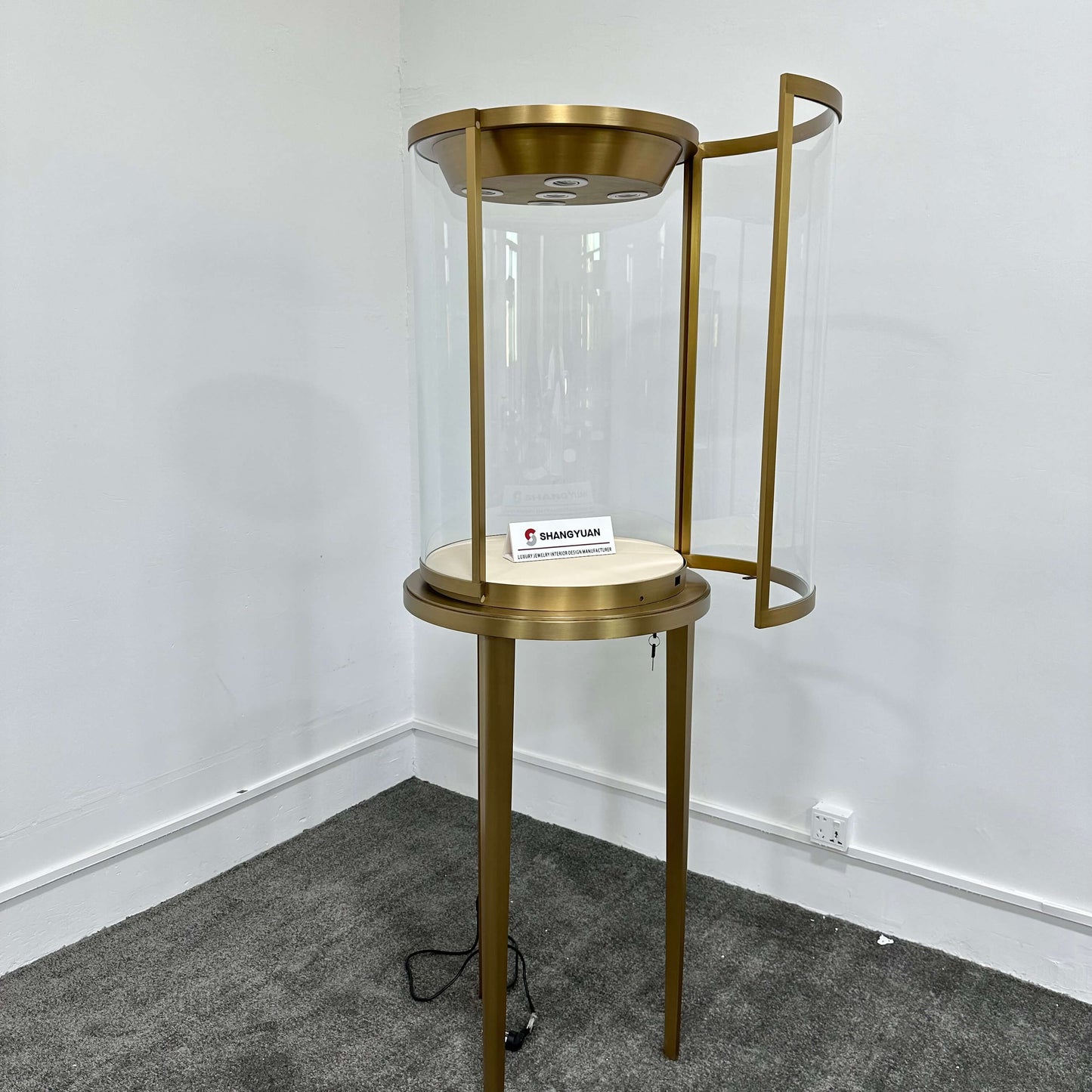 Cylindrical Gold Jewelry Pedestal