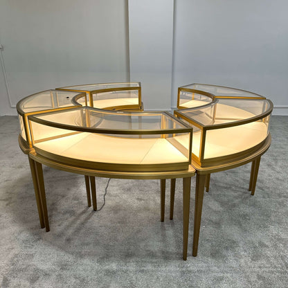 Configurable Gold U-Shape Jewelry Island