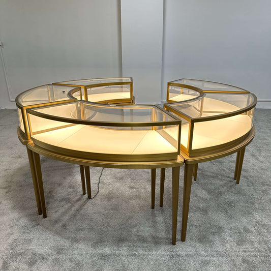 Configurable Gold U-Shape Jewelry Island