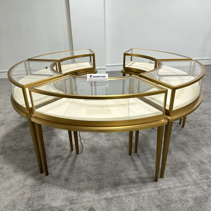 Configurable Gold U-Shape Jewelry Island